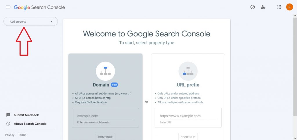 Search console interface to add a site property how to add website to google search console. FAST SEO 2023