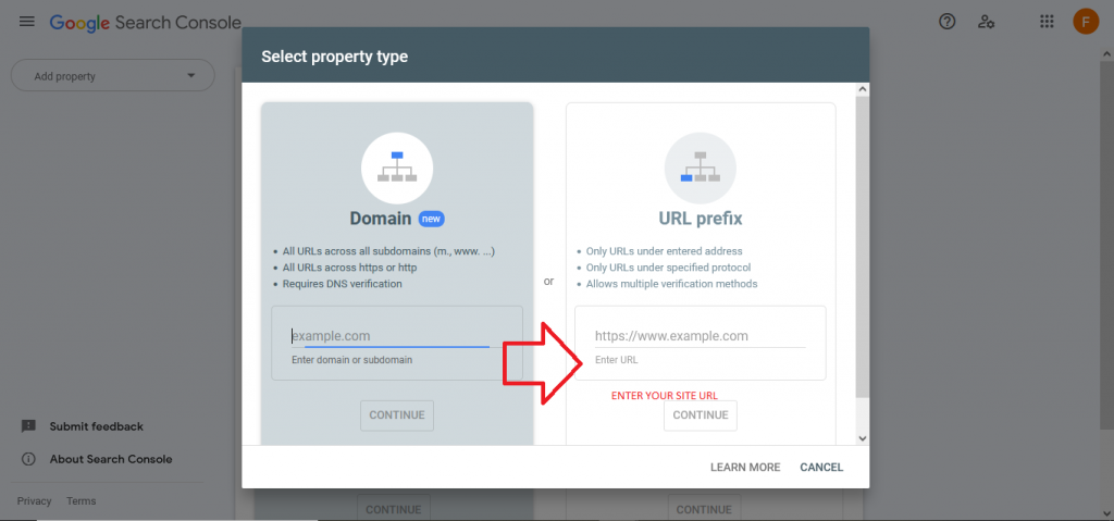 TYPE YOUR SITE how to add website to google search console. FAST SEO 2023