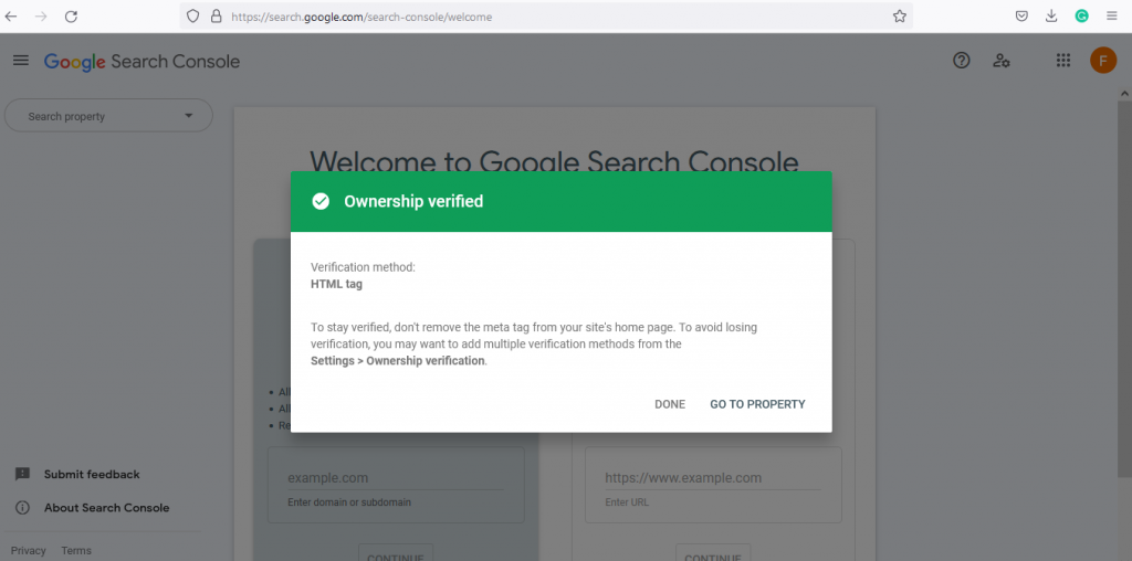 onwership verified how to add website to google search console. FAST SEO 2022