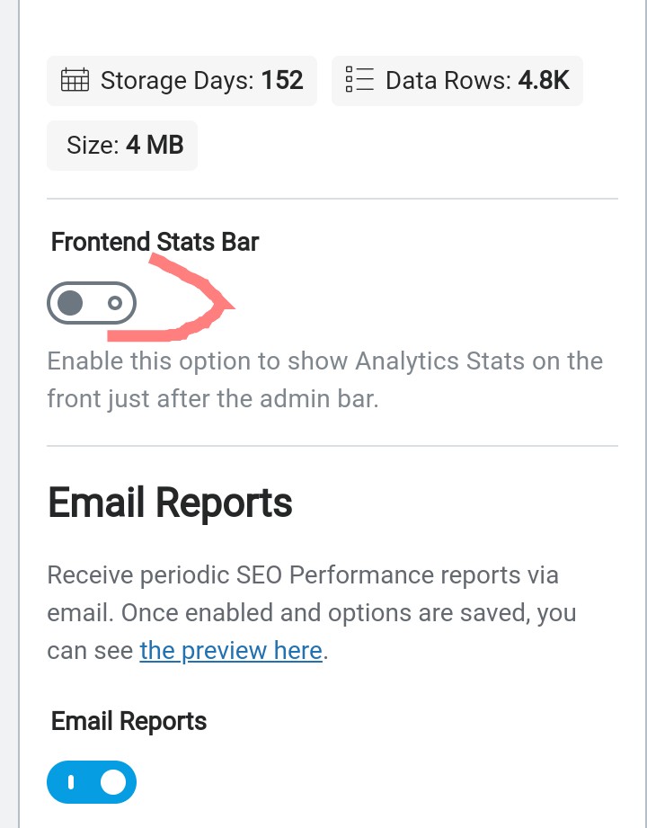 rankmath stats on front page