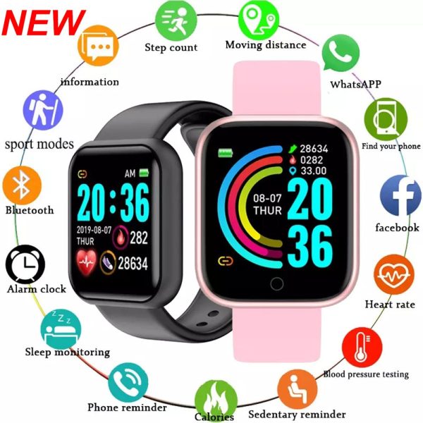 D20 Smart Watch Y68 Bluetooth Fitness Tracker Sports Watch Heart Rate Monitor Blood Pressure Smart Bracelet D20 Smart Watch Y68 Bluetooth Fitness Tracker Sports