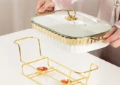 Dinner set ceramic casserole baking dishes with golden stands