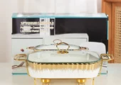 Dinner set ceramic casserole baking dishes with golden stands