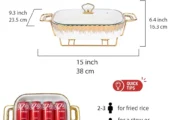 Dinner set ceramic casserole baking dishes with golden stands