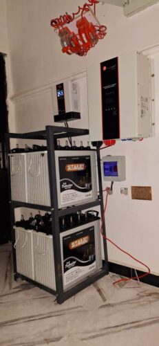 Complete set of 4 battery solar panels installation