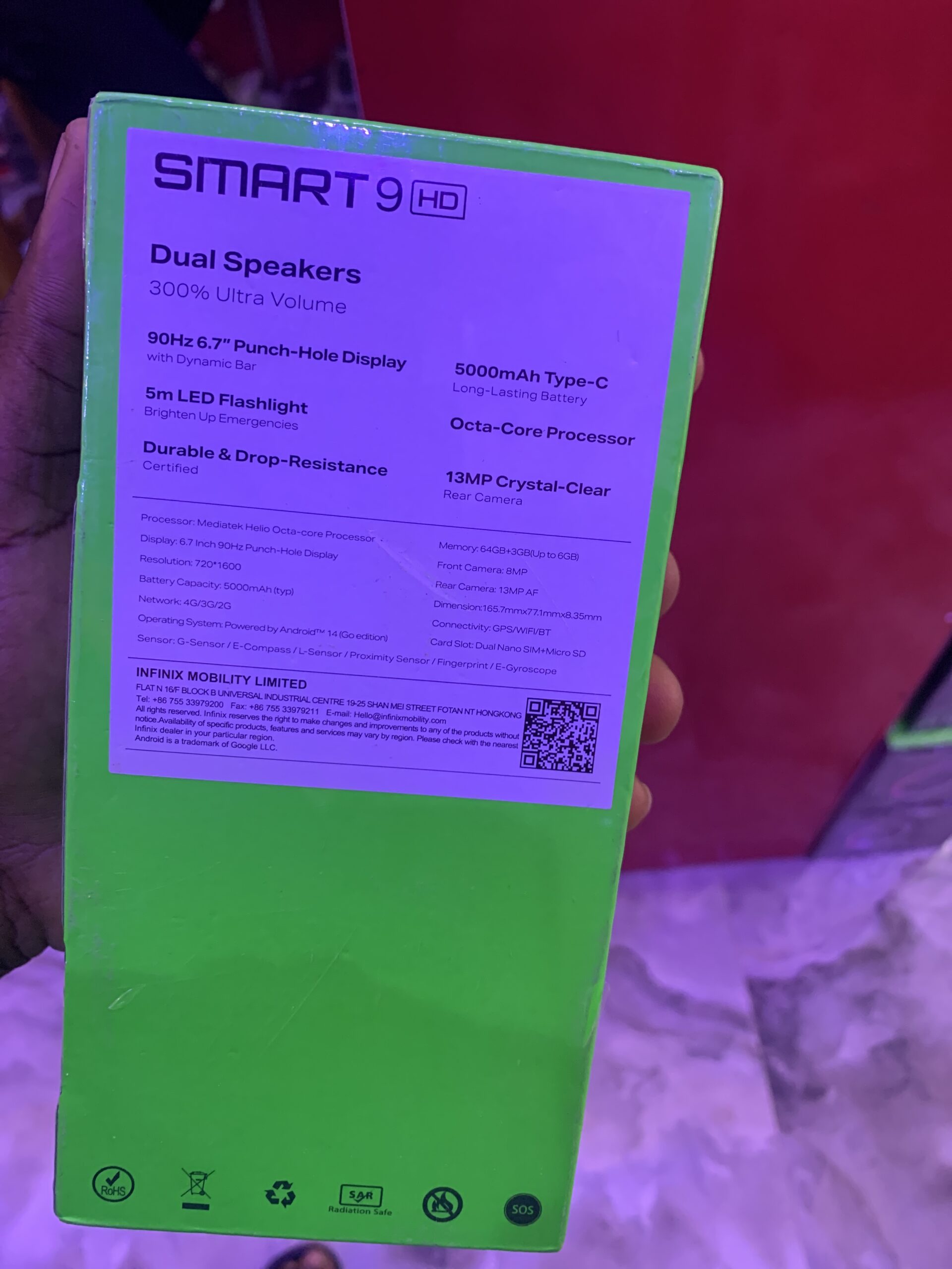 INFINIX smart 9 64gb rom 6gb Ram