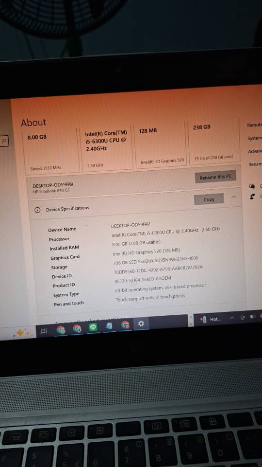 Hp i5 8Gb ram 238Gb used Laptop