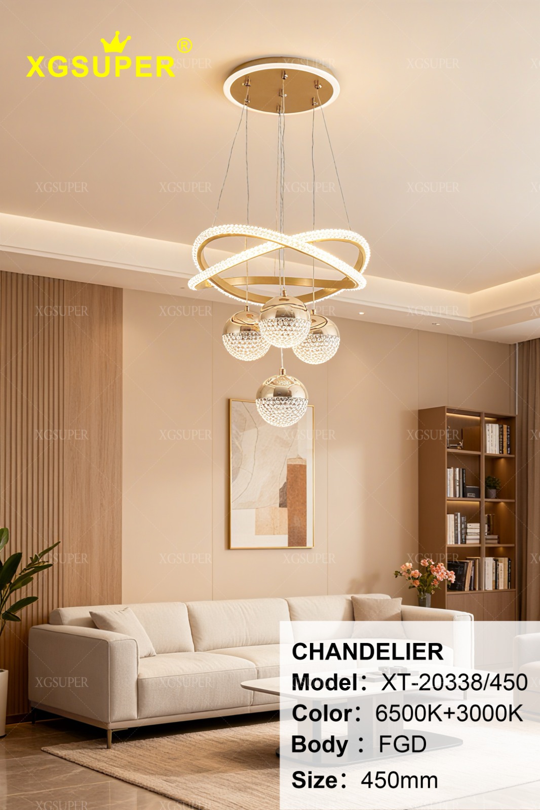 Elegant Gold Crystal Chandelier for Living Room