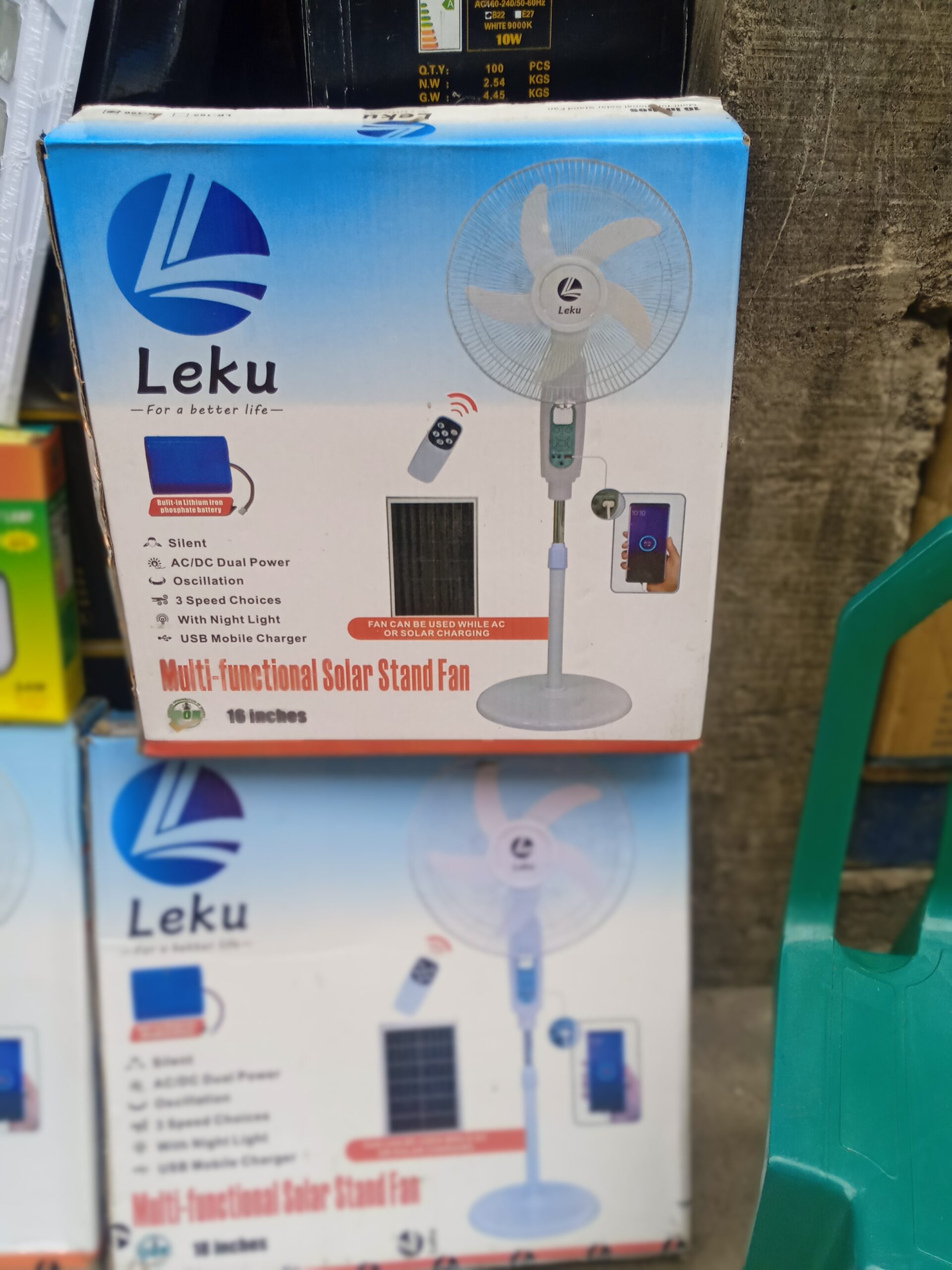 LEKU Multi-Functional Solar Standing Fan (18 Inches)